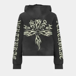 Vertabrae Tattoo Zip Up Hoodies Black